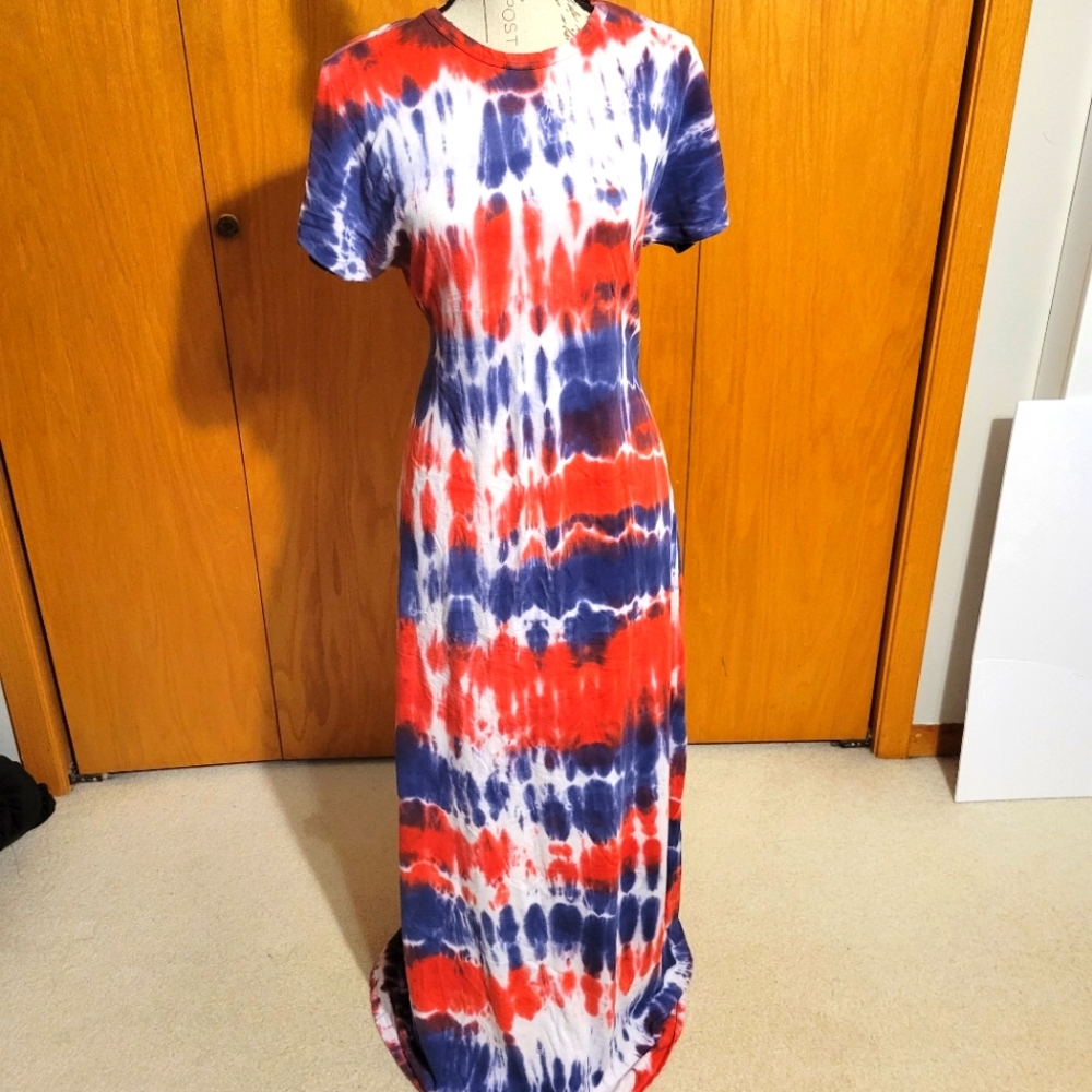 Lularoe red white blue Maria maxi dress